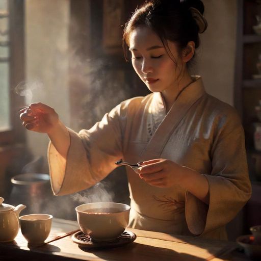 茶艺师优雅泡茶的瞬间
