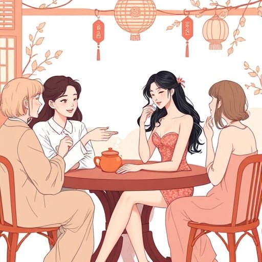 好友围桌喝茶，笑声充满温暖氛围