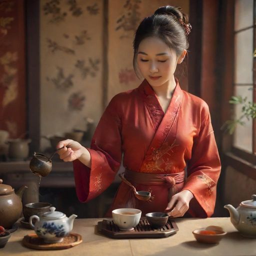 茶艺师优雅泡茶的瞬间
