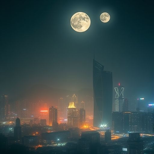深圳夜晚街头霓虹闪烁