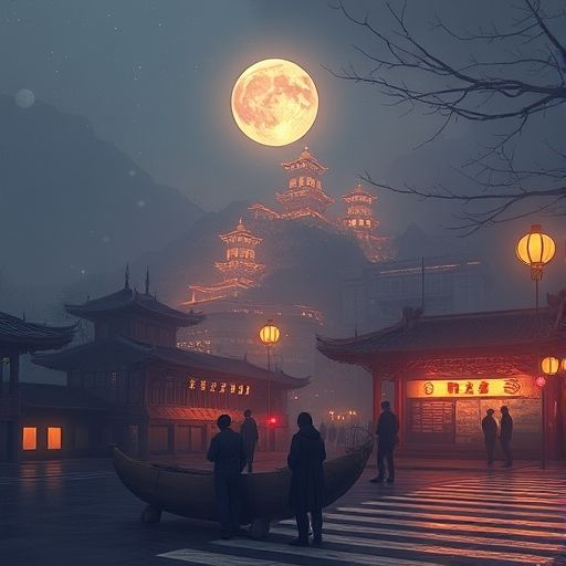 天河夜市热闹的小吃摊场景