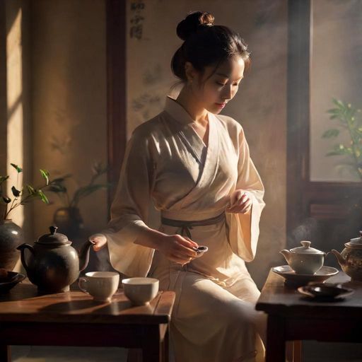 茶艺师优雅泡茶，动作如行云流水