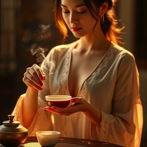 茶艺师专注泡茶瞬间