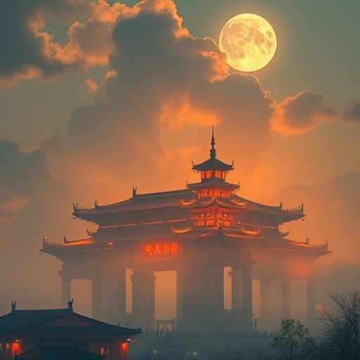 天河夜晚街头霓虹闪烁的俯拍视角