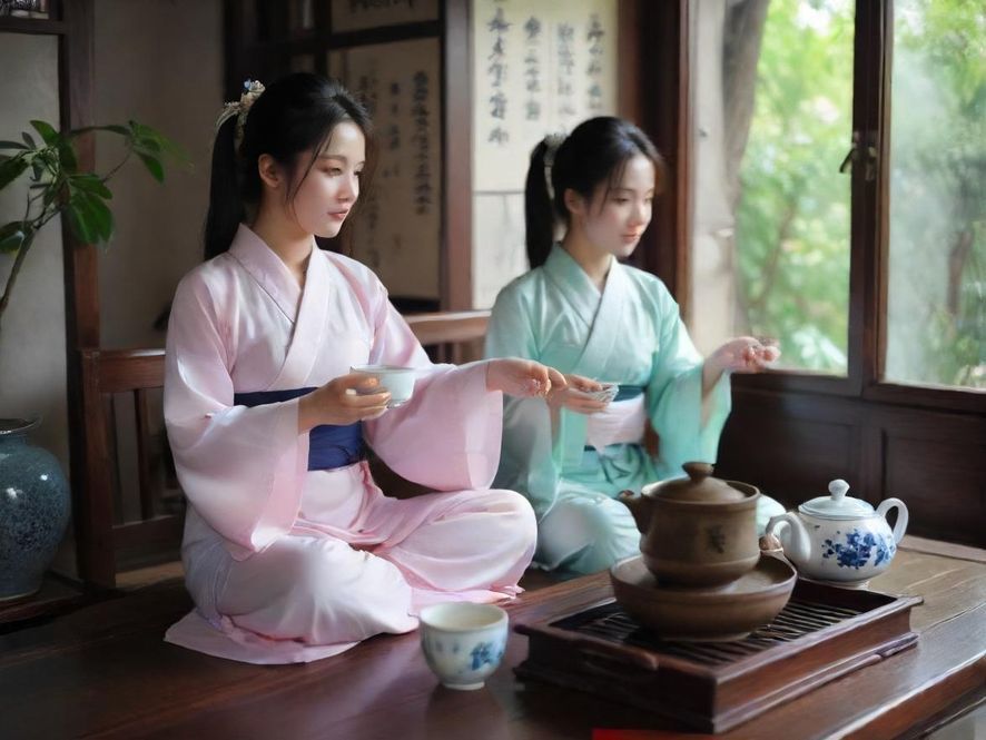 衢州茶肆内景，木质家具与茶艺表演