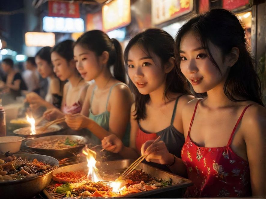 广东夜市美食场景