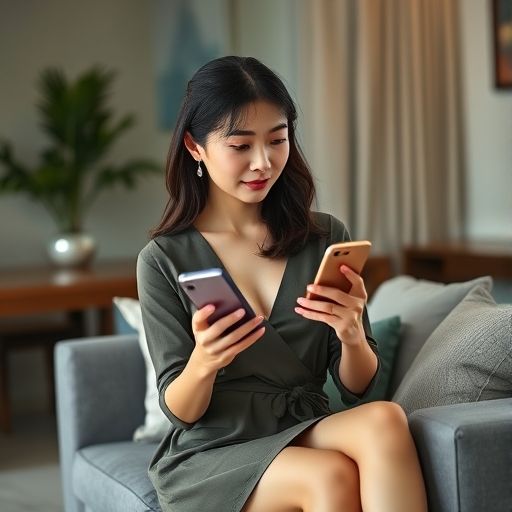 一个人在优雅环境中查看手机信息