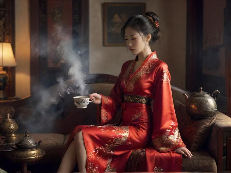 舒适私密空间里的茶杯，营造放松氛围