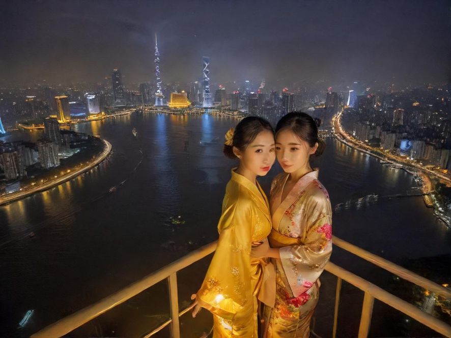 广州珠江两岸璀璨夜景，充满都市的浪漫与活力