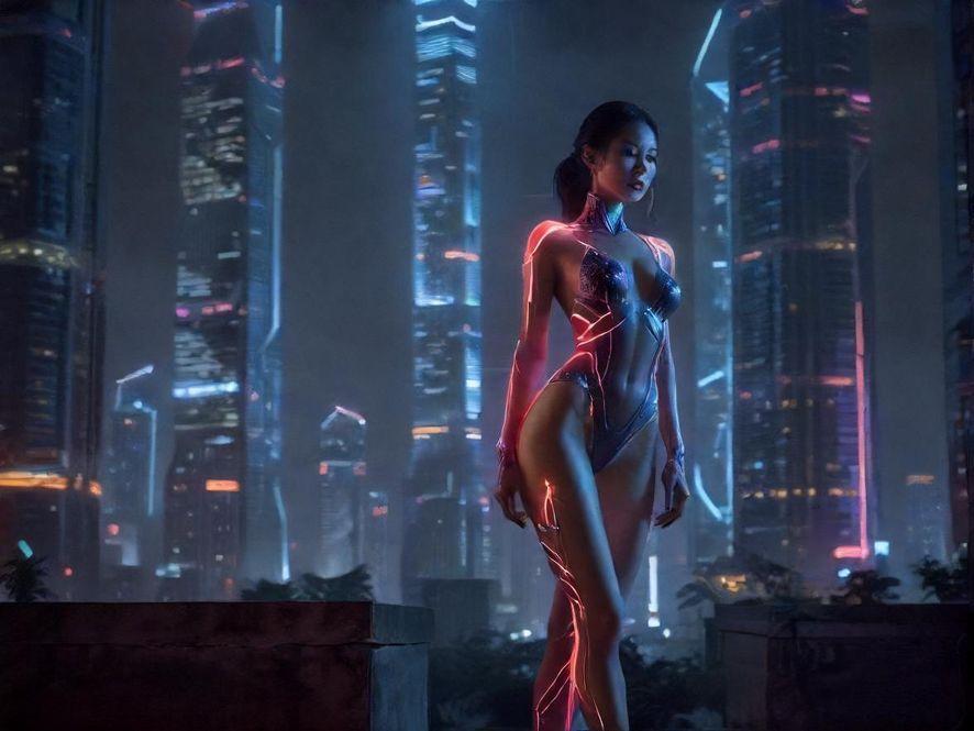 深圳夜景霓虹闪烁