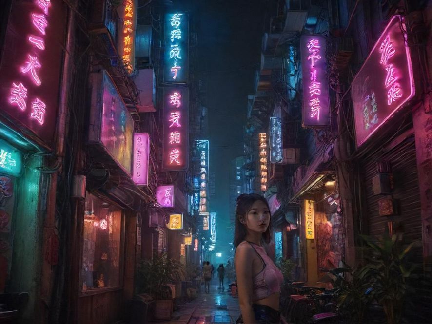 广州的夜晚，霓虹灯点亮了城市的脉搏