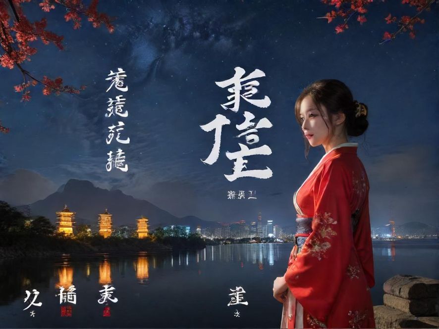 信息交流与城市夜景结合的抽象图