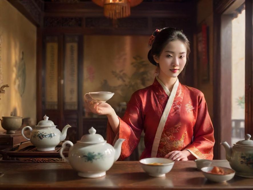 专业茶艺师的优雅茶道表演