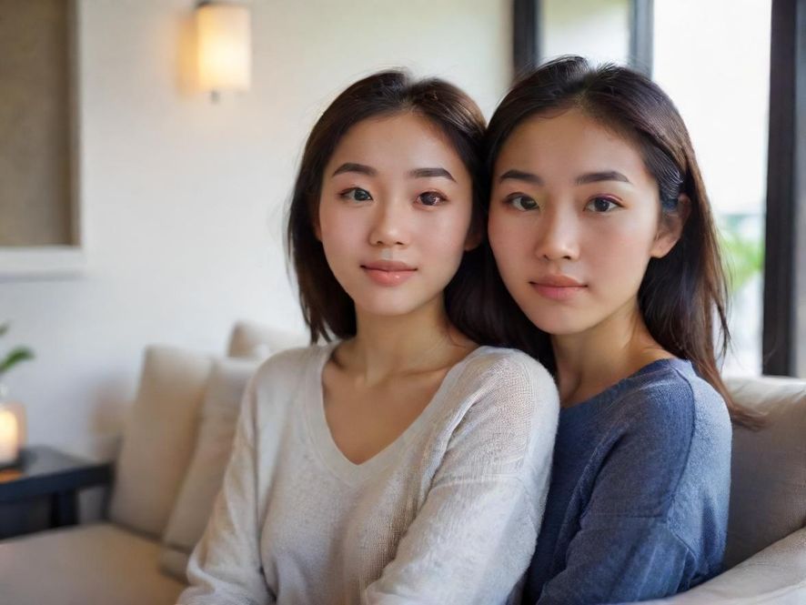 一位面带微笑的都市女性，特写镜头，在现代简约风格的休闲区内，享受着放松的时刻。