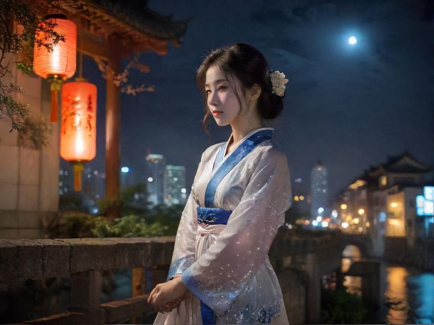 上海松江夜景，暗示夜生活与休闲