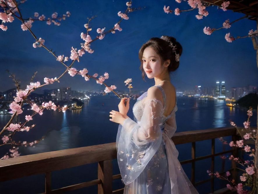 广州QM万花楼夜景外观