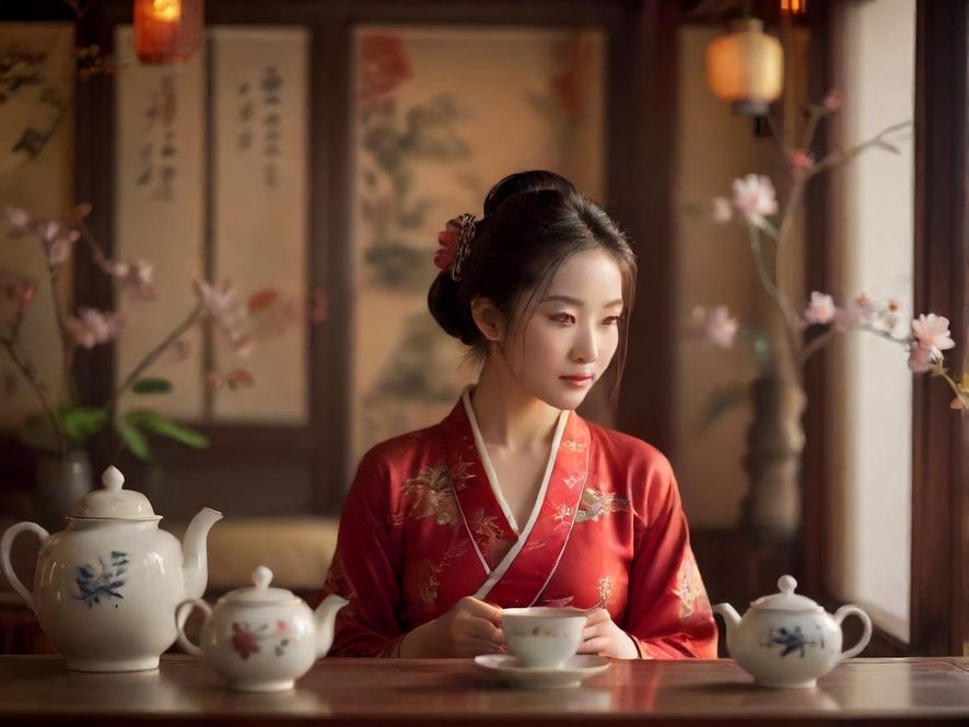 雅致茶室包间一角