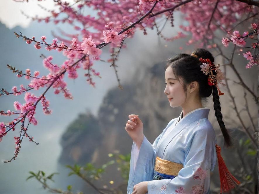 一条蜿蜒曲折的小径,两旁是茂密的翠绿竹林,远处隐约可见一座古朴的凉亭,充满东方园林的幽静雅致。