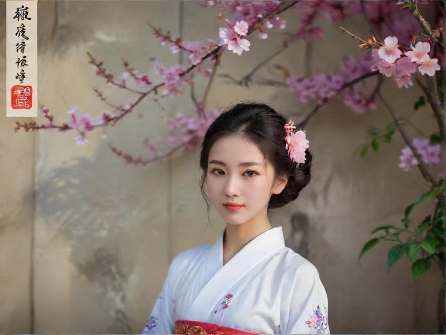 广州妹子工作室内部,一位女性侧身专注地进行插花艺术创作,光线柔和,背景是艺术品和绿植,展现出工作室的宁静与格调。