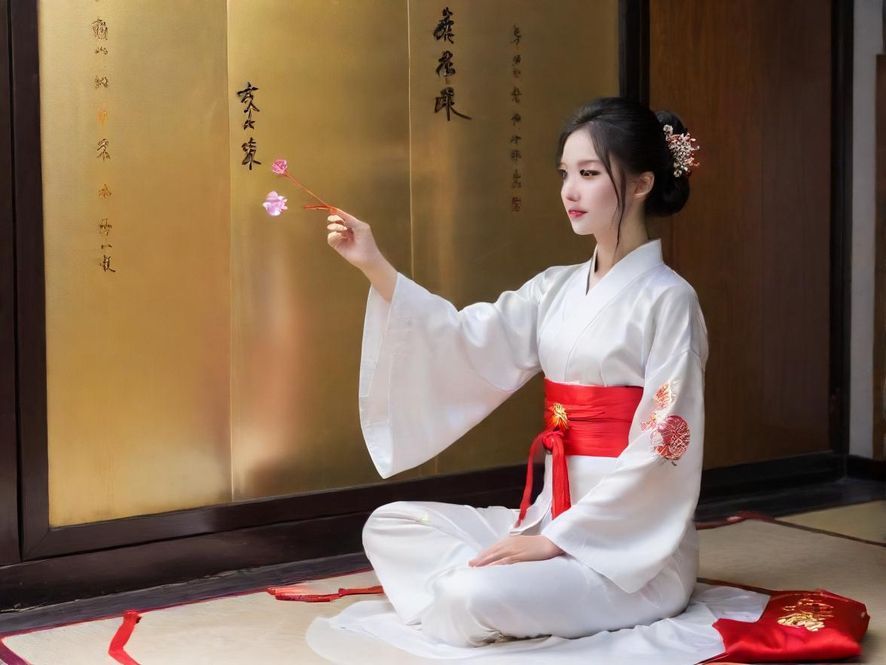 一位女士在温馨的卧室里，专注地通过手机浏览花社区界面